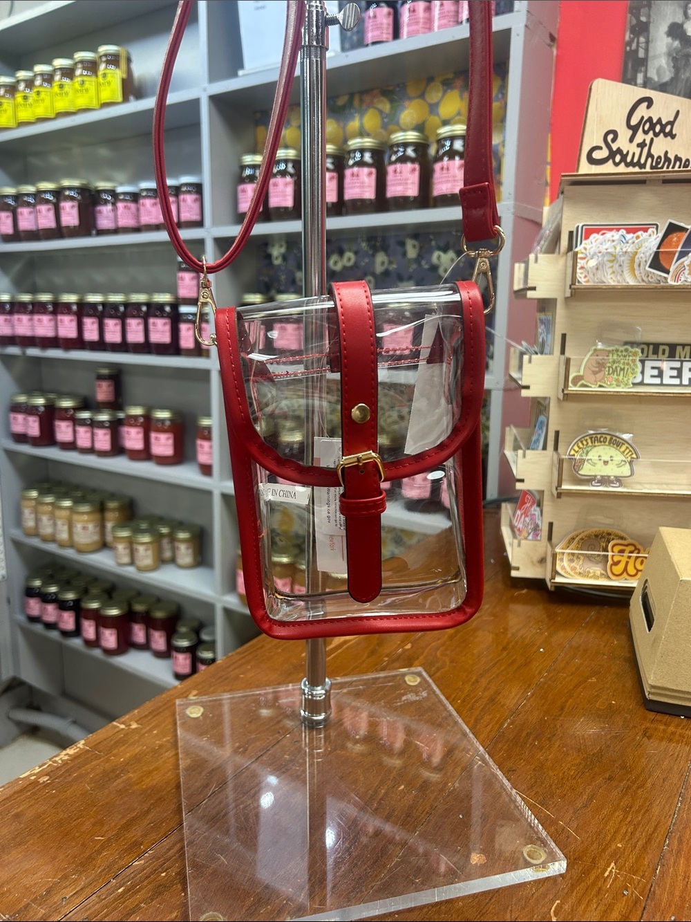 Unni Red Trim Clear Crossbody Bag